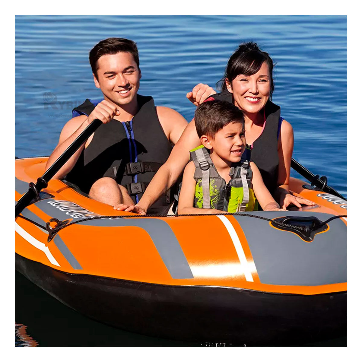 Bote Balsa Inflable Color Naranaja de Tamaño Grande