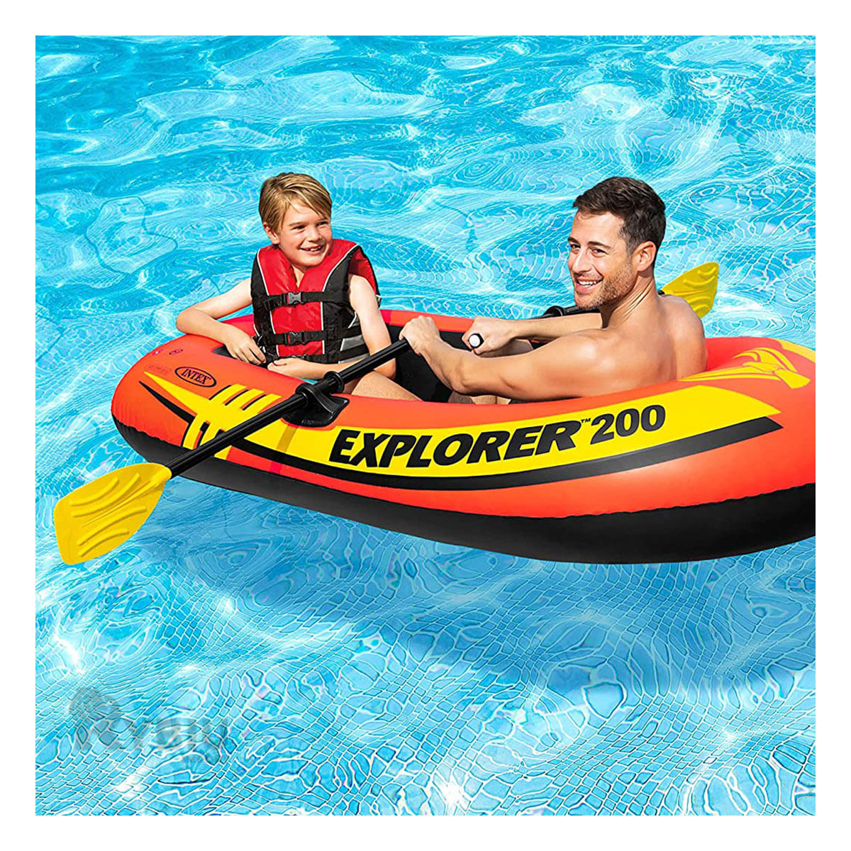 Bote Funcional con Remos en Tono Naranja Y+Stickers