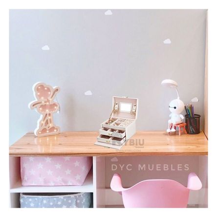 Joyero con Compartimientos de Color Blanco Y+Stickers