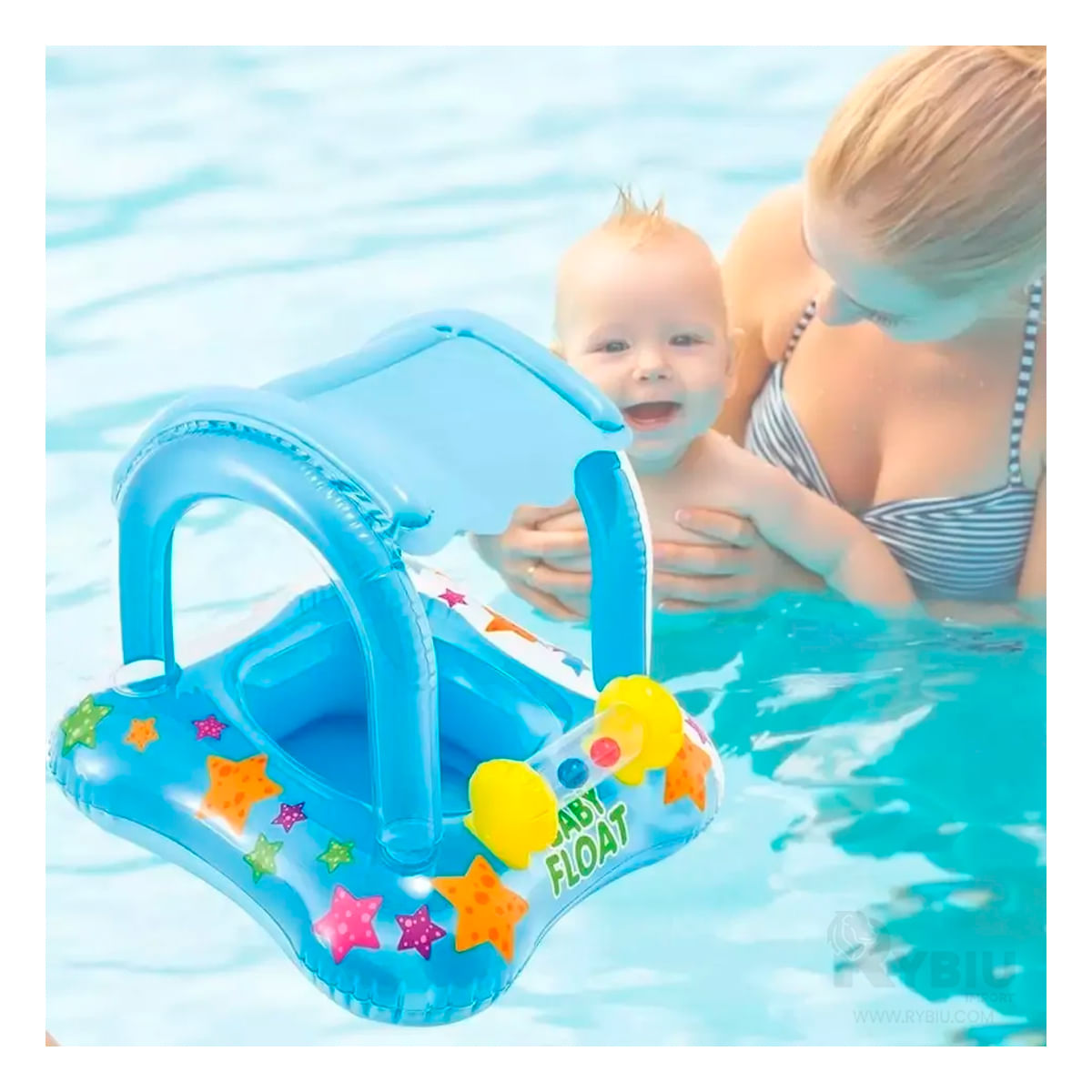 Flotador para Bebe Vinilo Ligero en Azul Y+Papel de Regalo