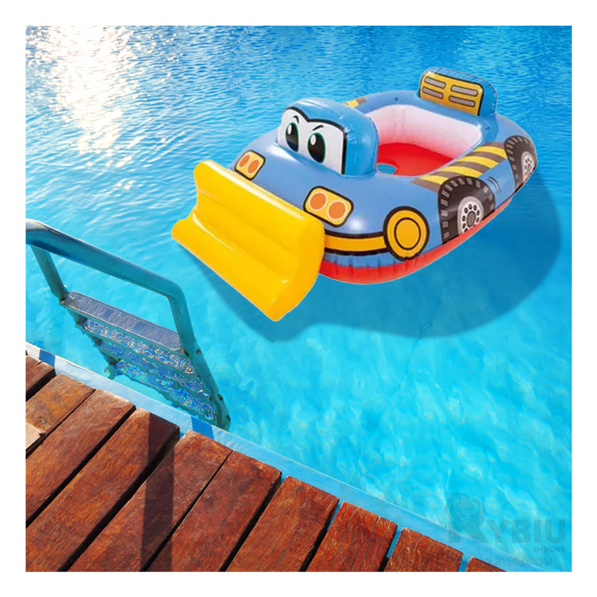 Flotador Llamativo de Color Celeste Y+Papel de Regalo