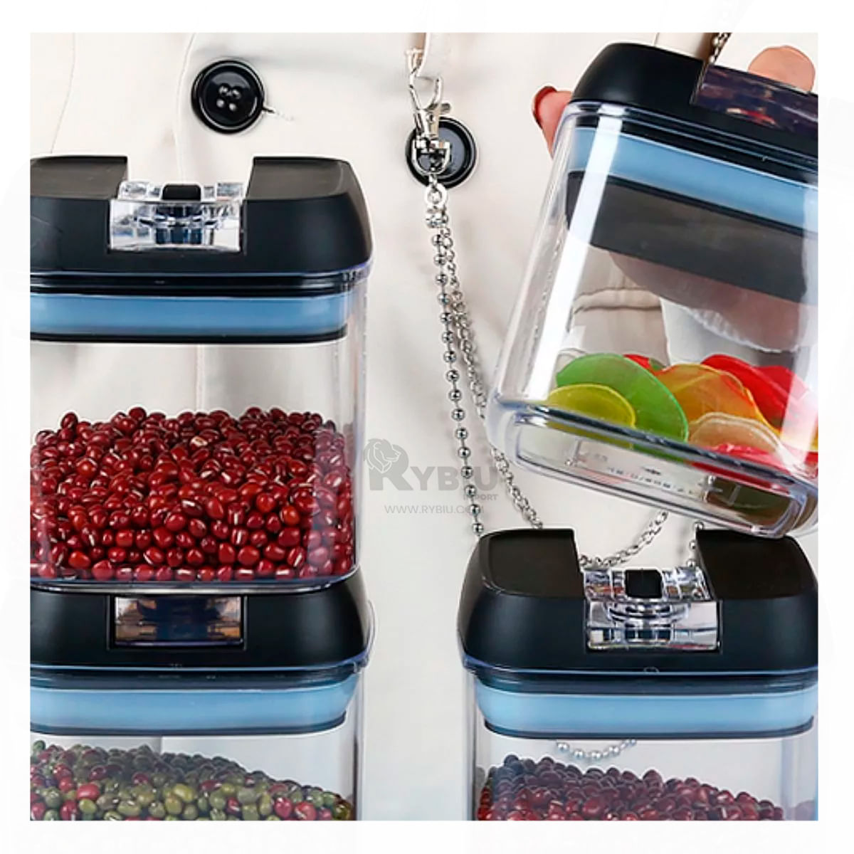 Contenedores Practicos de 6 Piezas con Tapa Negra Y+Agendita