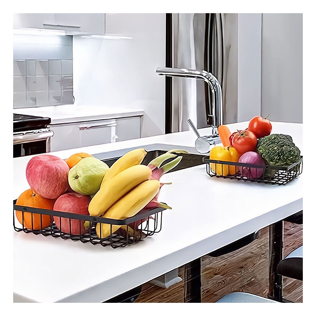 Frutero 2 Niveles Practico en Color Negro Y+Papel de Regalo