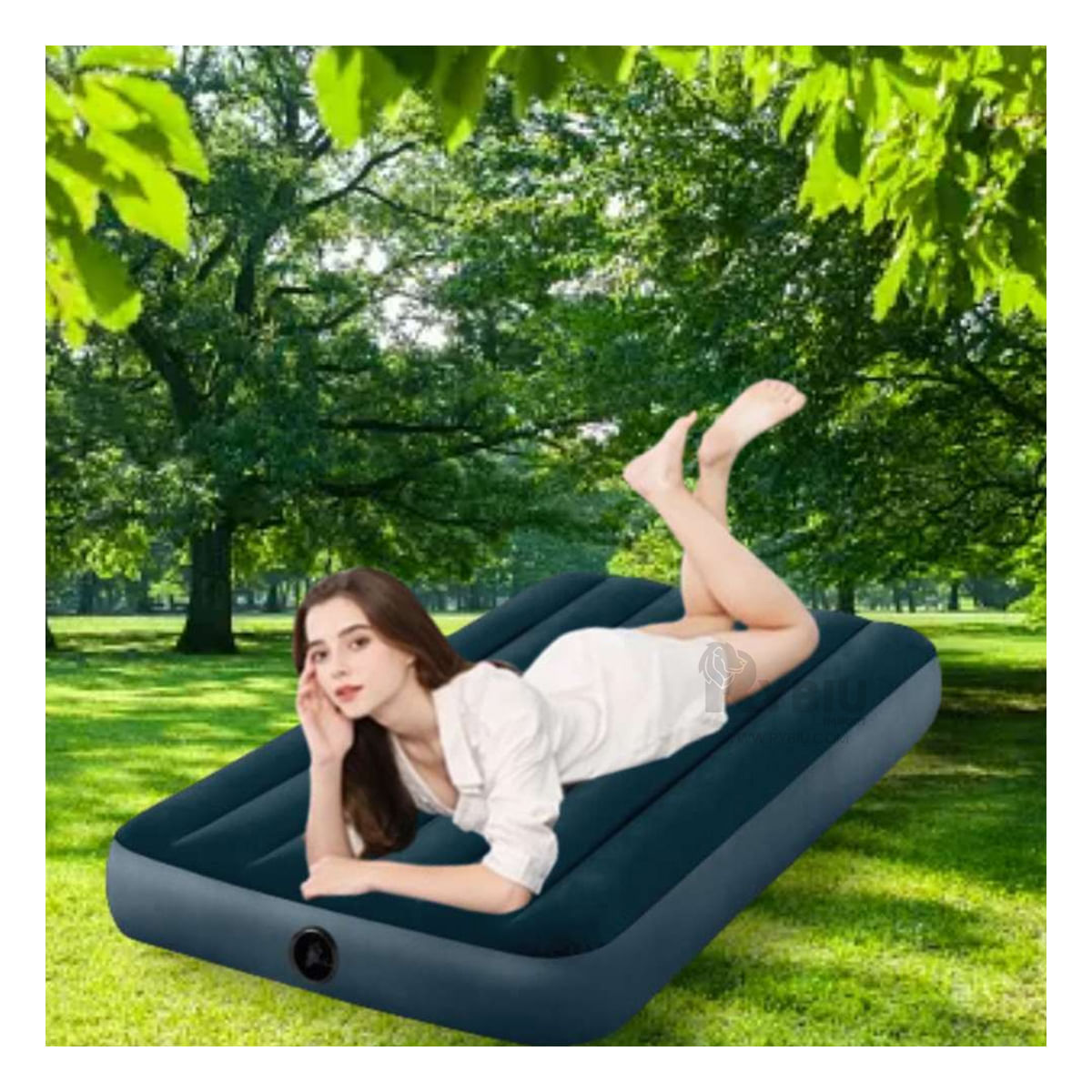 Colchon Inflable Individual para Descanso Nocturno en Azul