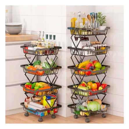 VERDULERO PLEGABLE DE 4 PISOS - negro