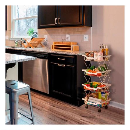 Verdulero Plegable de 4 Pisos en Tono Blanco Verdulero Plegable de 4 Pisos en Tono Blanco