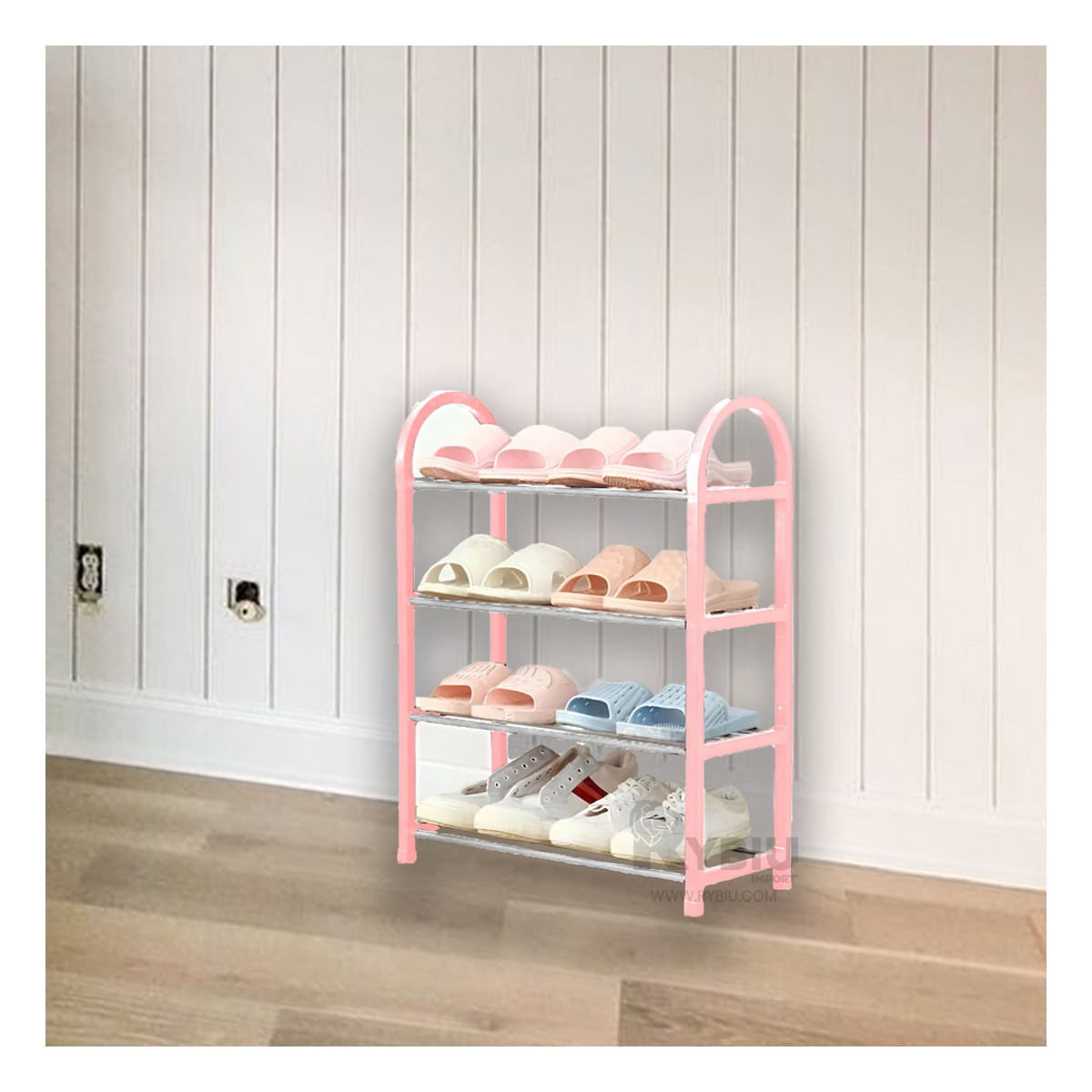 Zapatera de Facil Uso para Hogar en Rosado Y+Stickers