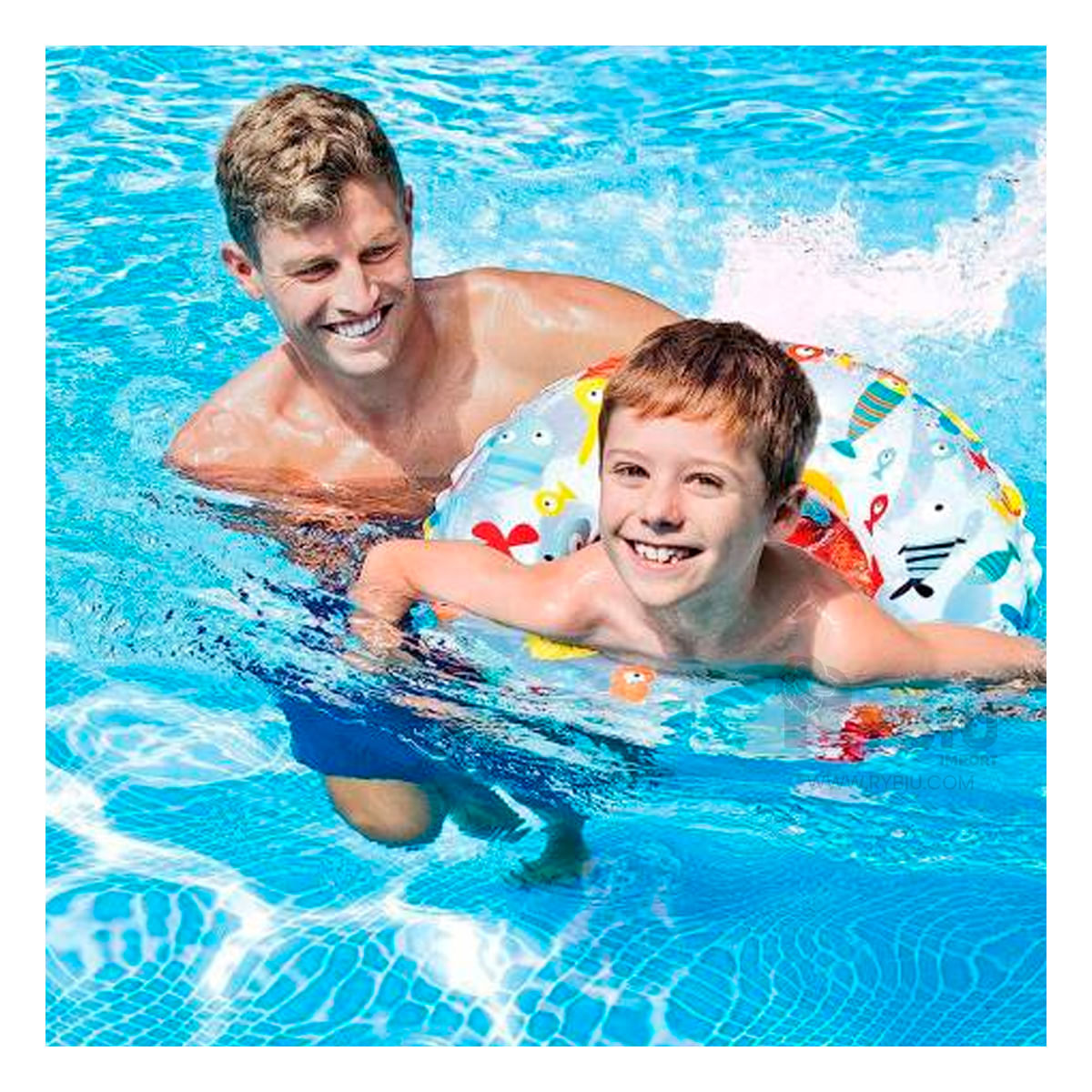 Flotador Pequeño Forma Aro con Peces de Color Blanco