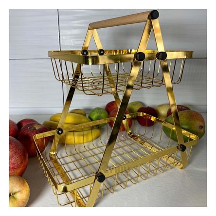 Frutero Optimo de 2 Niveles en Tono Dorado Y+Papel de Regalo Frutero Optimo de 2 Niveles en Tono Dorado Y+Papel de Regalo