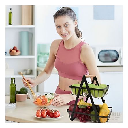 Frutero Compacto de 2 Niveles enNegro Y+Stickers