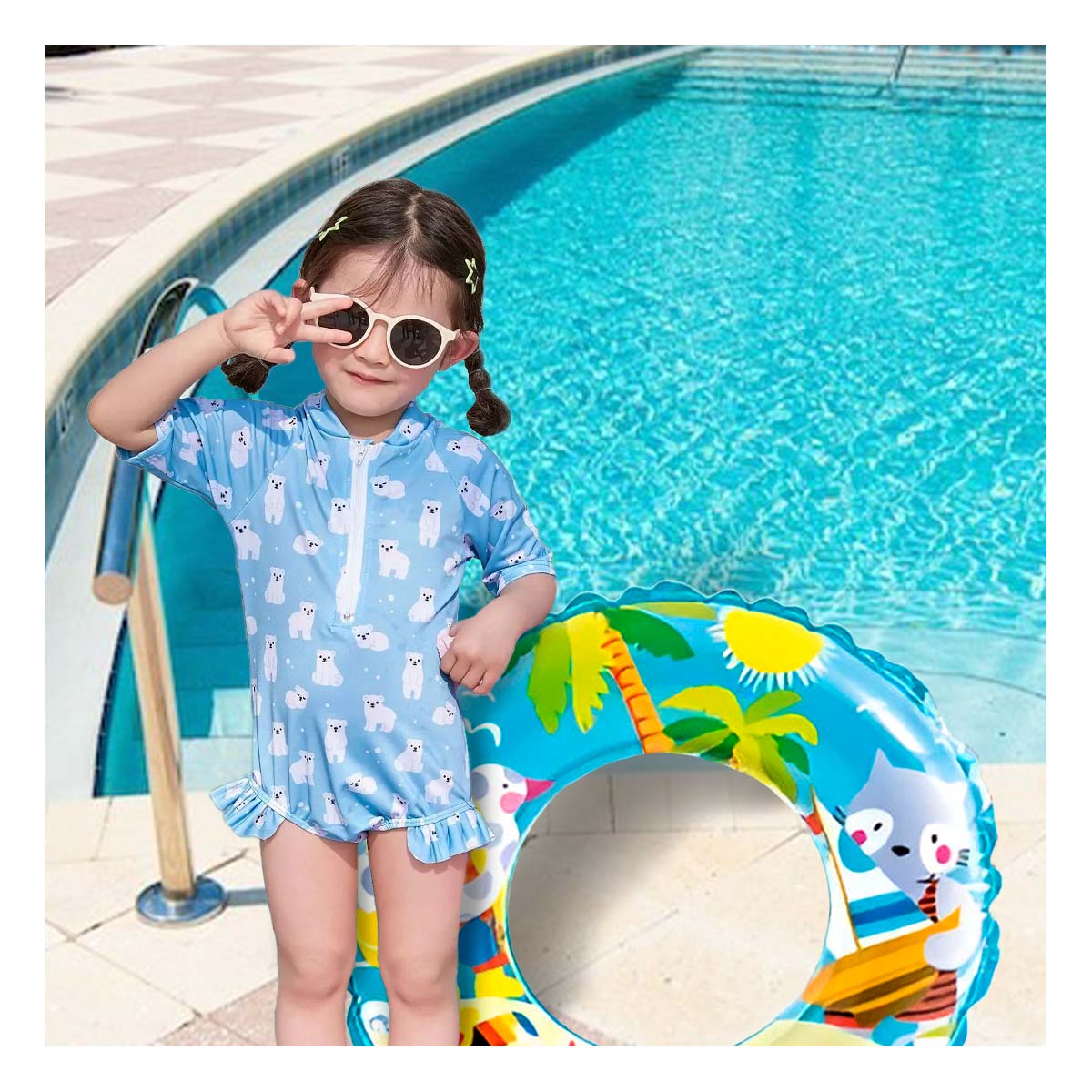 Flotador Exclusivo para Niños Color Celeste Y+Stickers