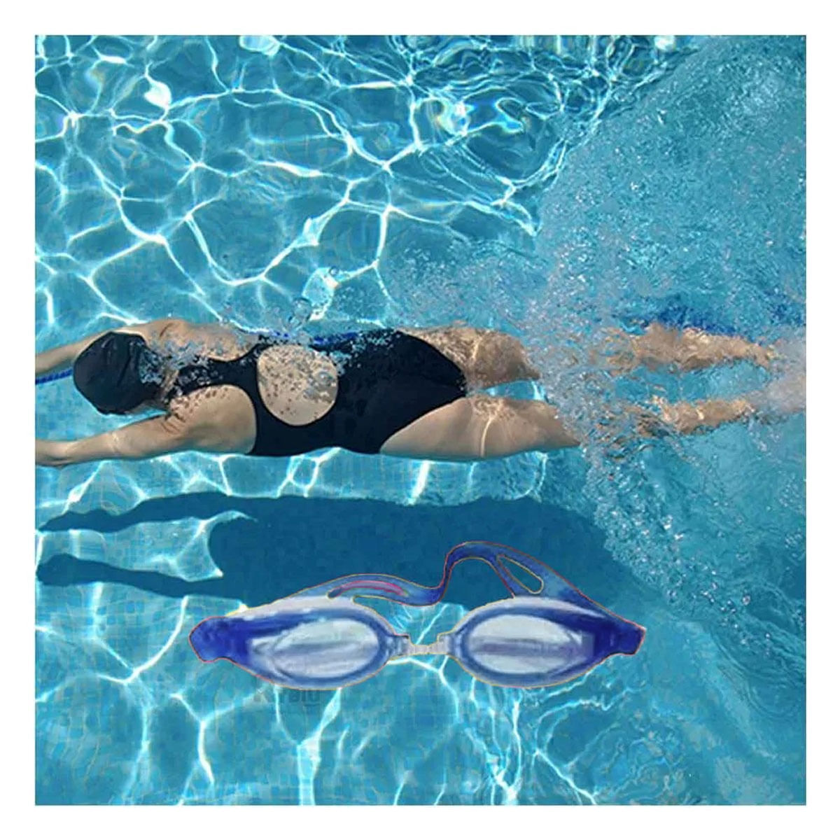 Lentes Comodos de Natacion Color Celeste Y+Papel de Regalo