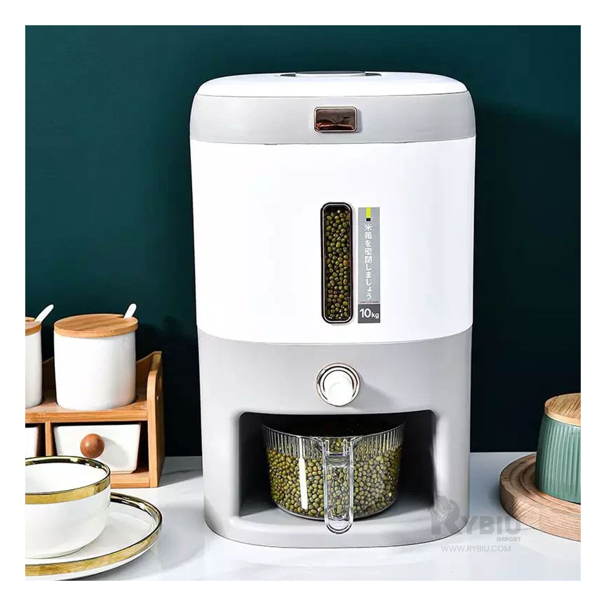 Dispensador de Cereales 10 kg en Plomo Y+Papel de Regalo