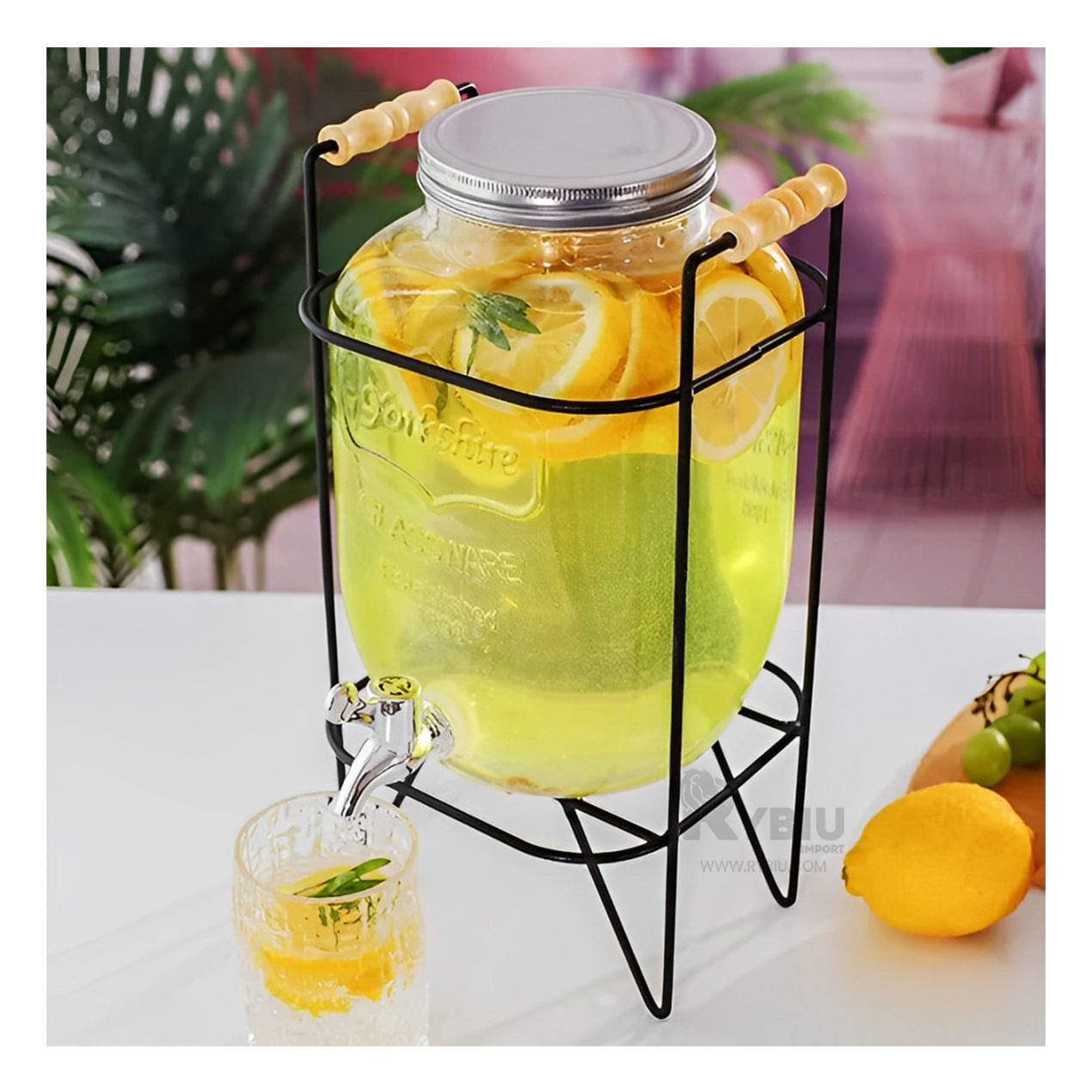 Dispensador de Bebidas de Vidrio de 8L Transparente