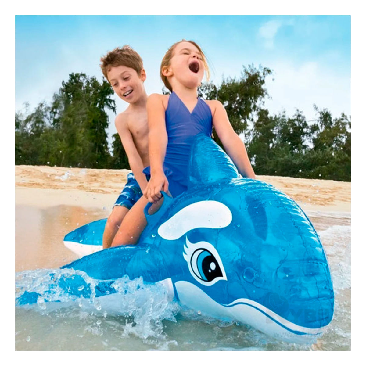 Flotador Ballena Vinilo Ligero en Azul Y+Papel de Regalo