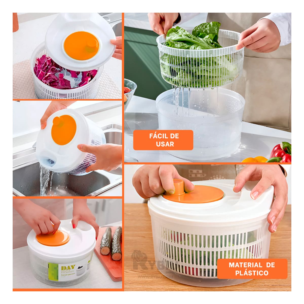 Escurridor Funcional de Tono Blanco y Naranja Y+Stickers