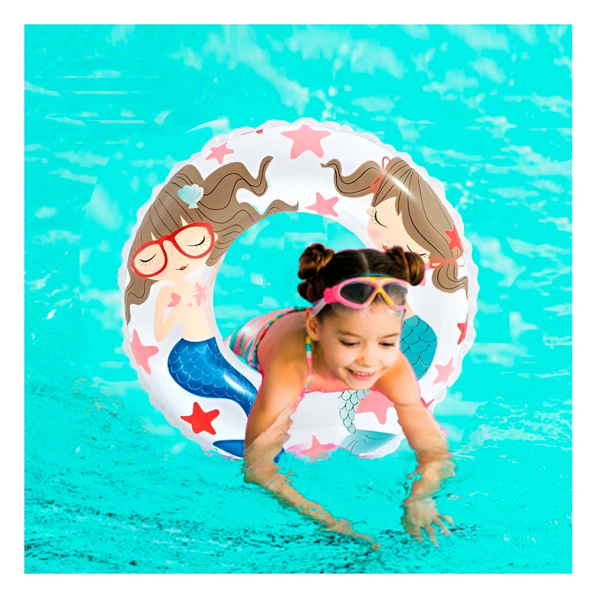 Flotador para Usar en Piscinas de Color Blanco Y+Stickers
