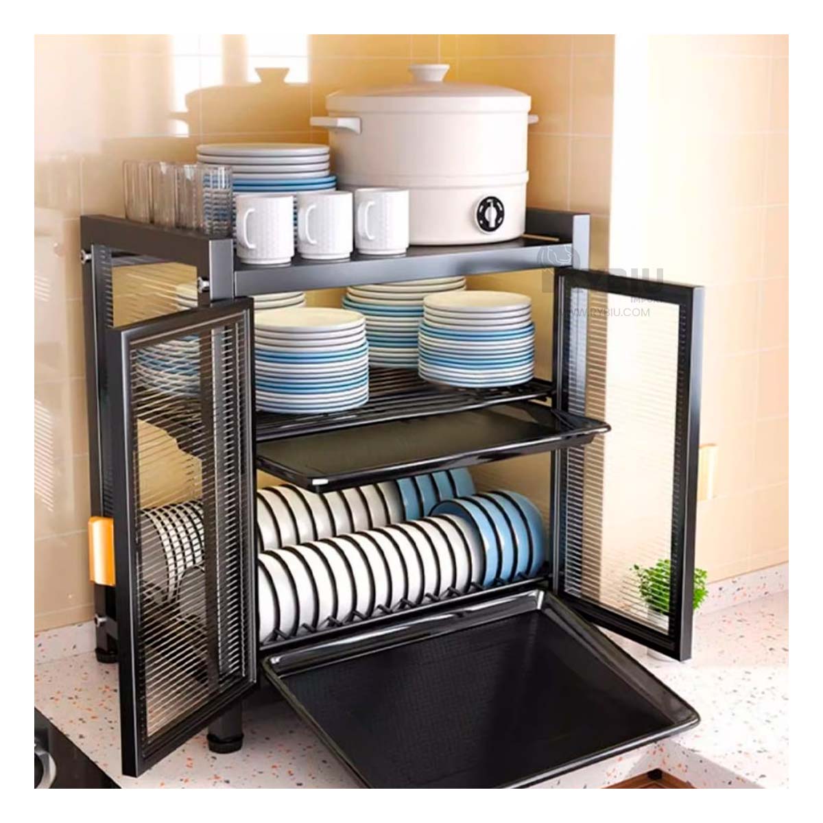 Escurridor de Utensilios en Color Negro Y+Stickers