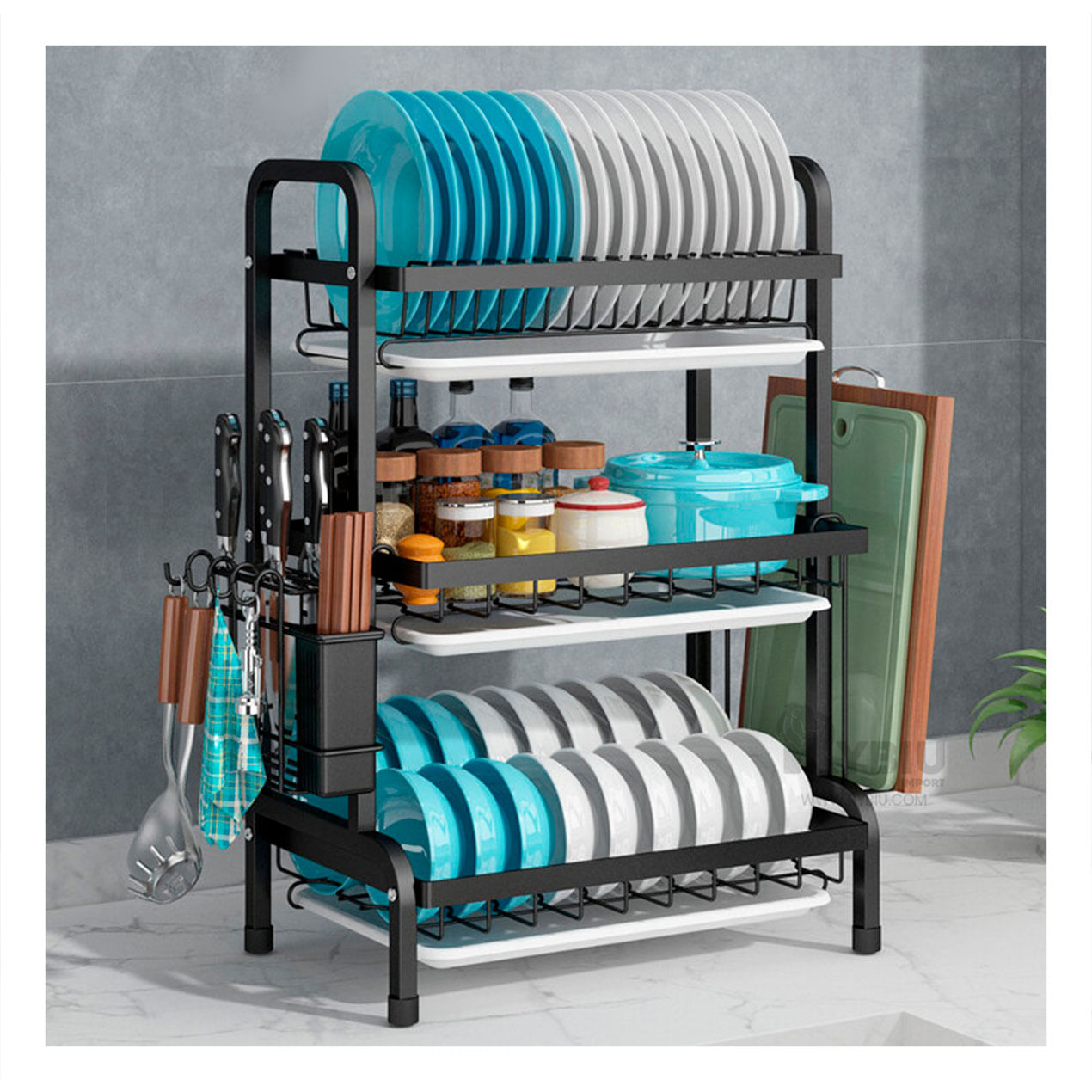 Escurridor con Soporte en Color Negro Y+Papel de Regalo