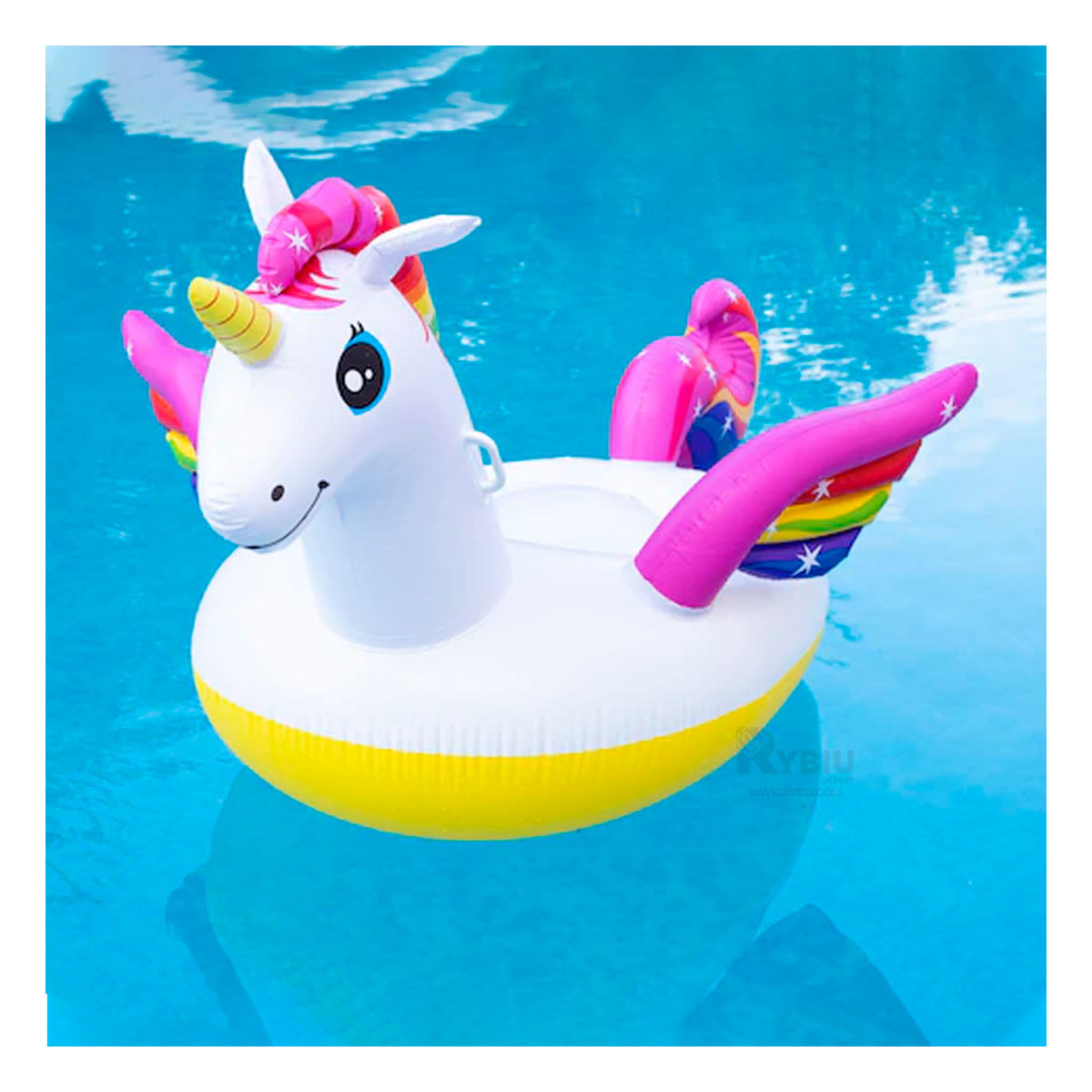 Flotador para Piscina Unicornio Alado Multicolor Y+Stickers