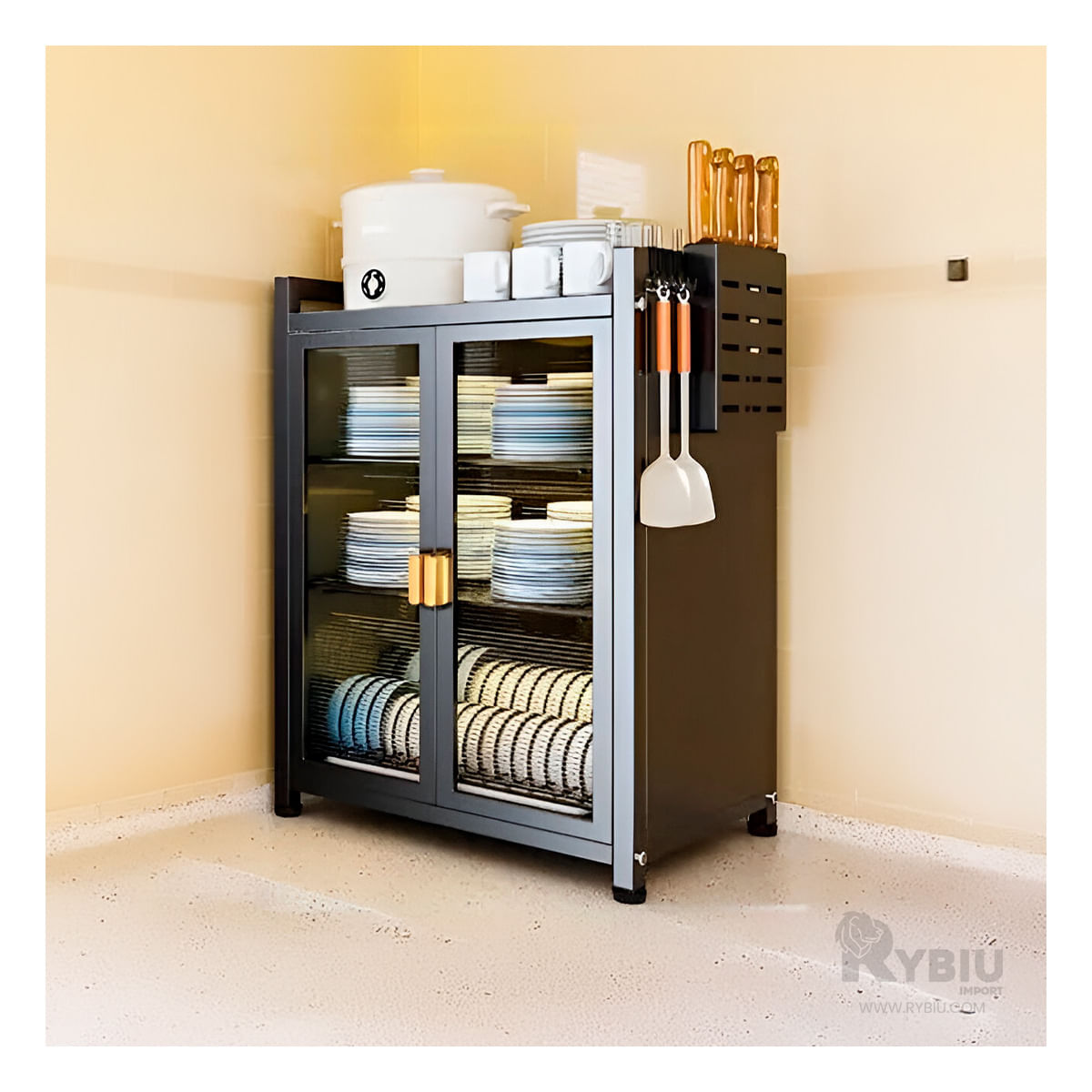 Escurridor de Utensilios en Color Negro Y+Stickers