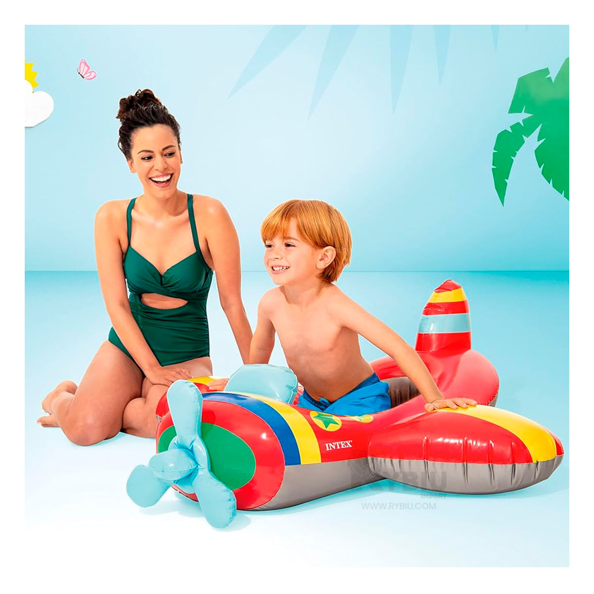 Flotador Bote Facil de Inflar Liviano Resistente en Rojo