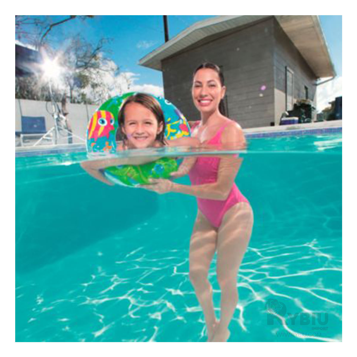 Flotador con Diseño de Acuario para Piscinas Celeste