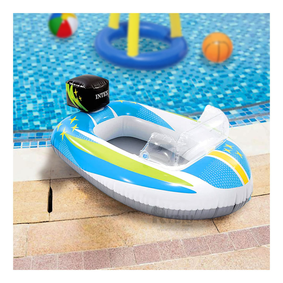 Flotador de Carro en Tono Celeste Y+Agendita