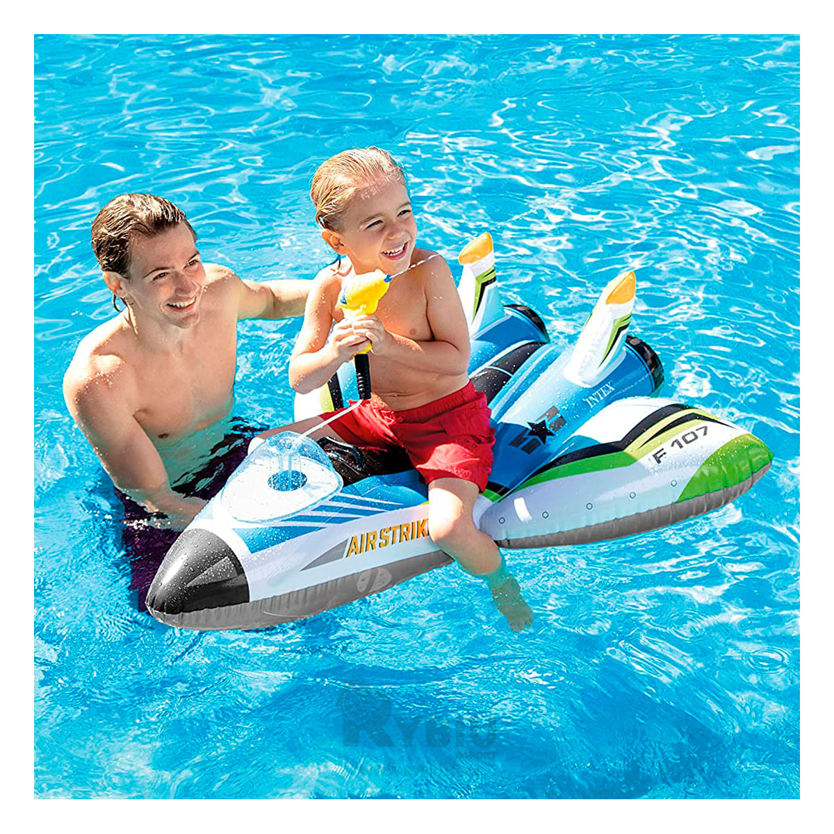 Flotador con Diseño de Avion para Piscinas Azul