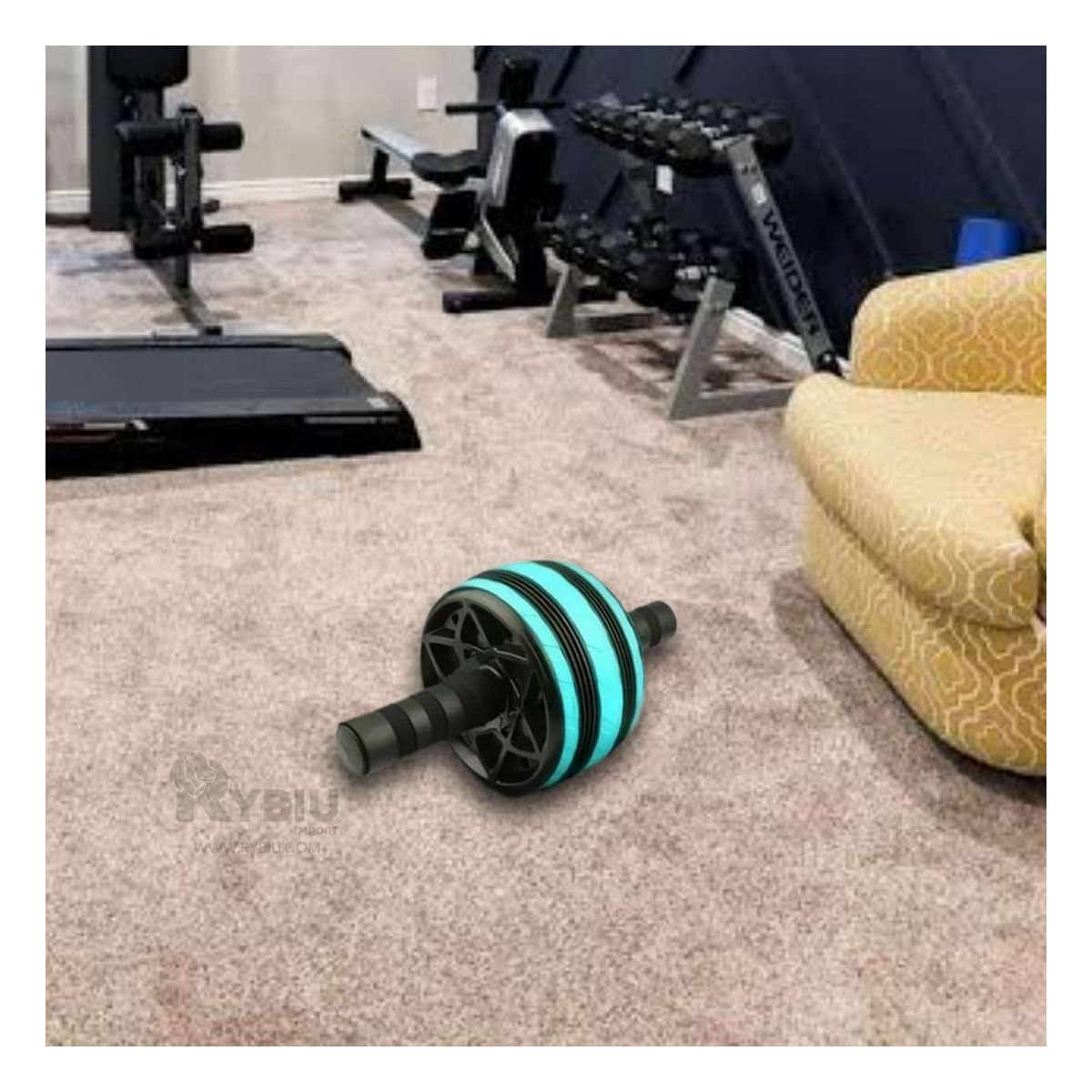 Rueda para Abdominales en Tono Celeste Y+Stickers