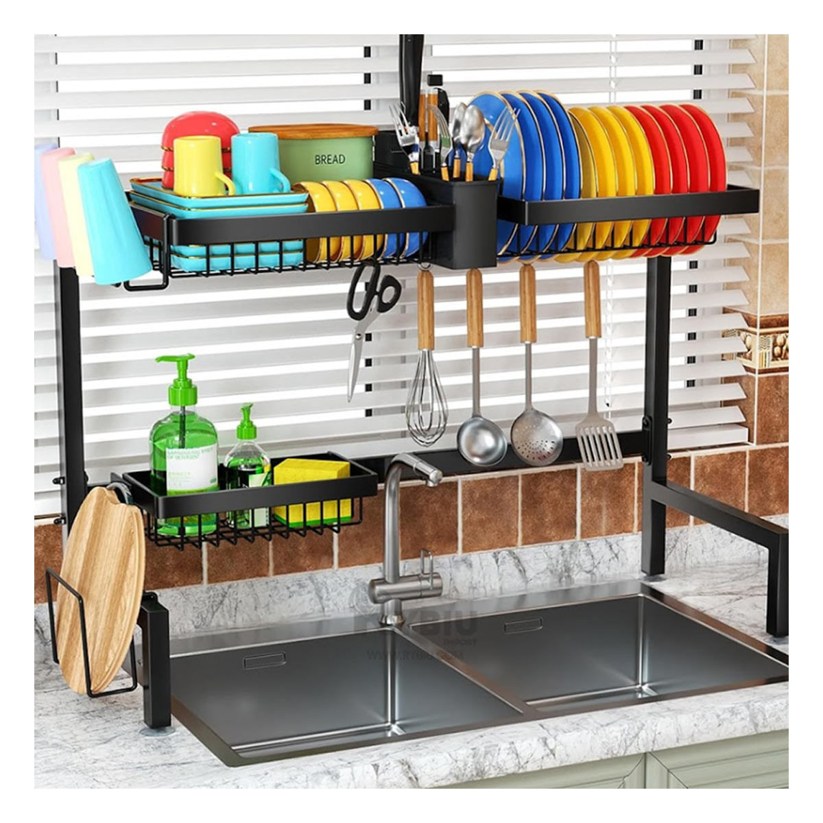 Escurridor Elegante de Platos de 65 cm en Color Negro