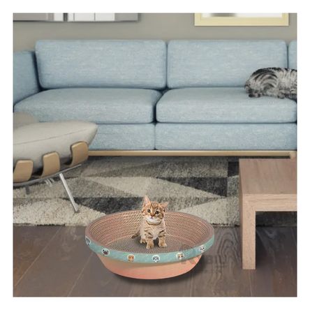 Rascador Redondo con Menta Gatuna Marron Y+Papel de Regalo