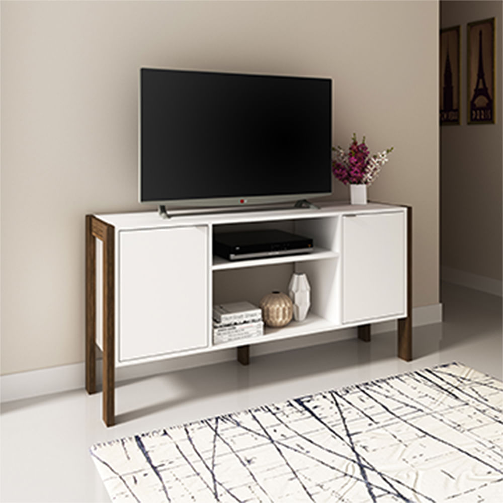 Mesa de TV 55"" 2020 Home Canadá - Blanco/Nogal