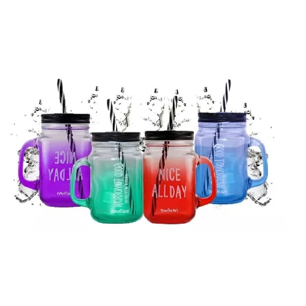 Set de 4 Vasos con Sorbete Diseño Variado