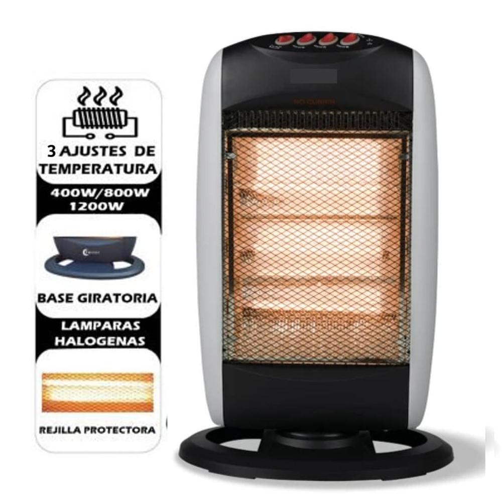 Calefactor Estufa Giratorio con 3 Focos 1200 Wats