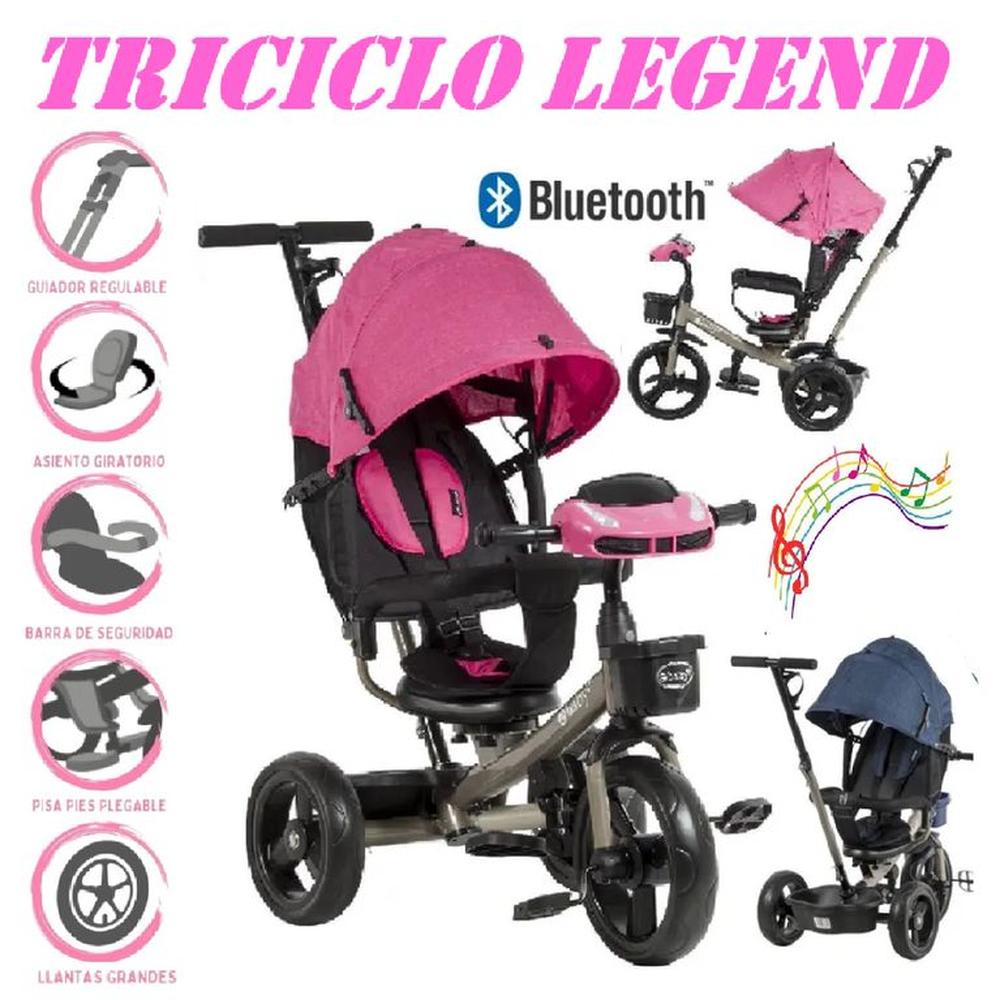 Triciclo Guiador 3 En 1 USB Bluetooth LEGEND EB362 -Rosado