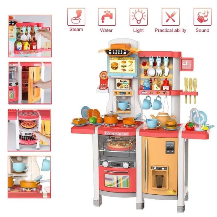 Juguete Set Cocina 65 Piezas Luz Sonido Infantil 100cm- ro