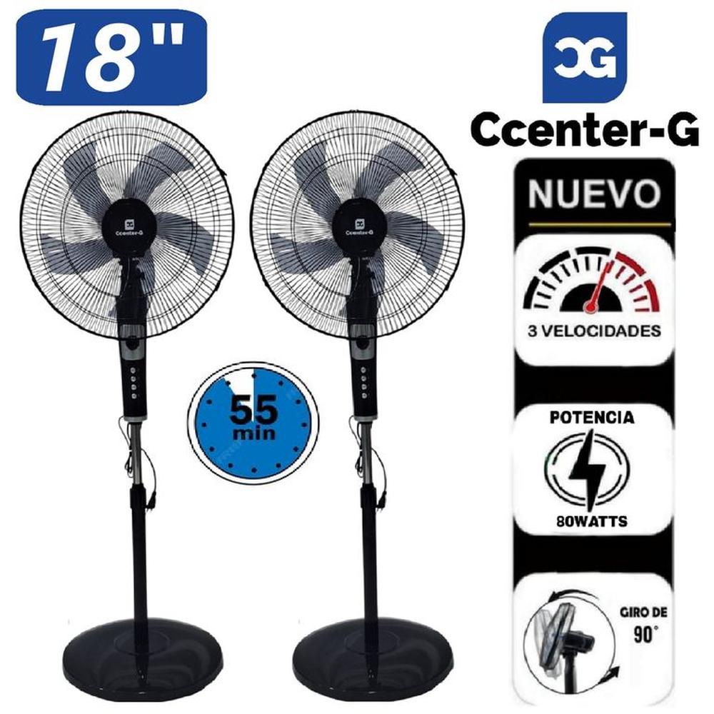 Pack Ventilador Pedestal 18"" Pulgadas Silencioso 80 Wats Temporizador