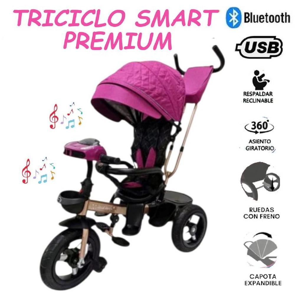 Triciclo Asiento Giratorio Bluetooth Smart Premiun -Rosado