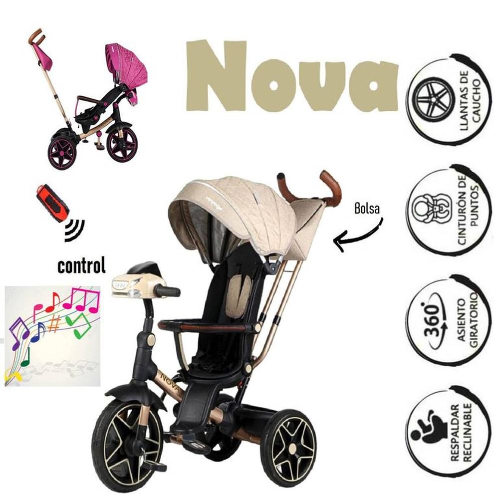 Triciclo 6en1 Nova Asiento Giratorio con Control Remoto-beig