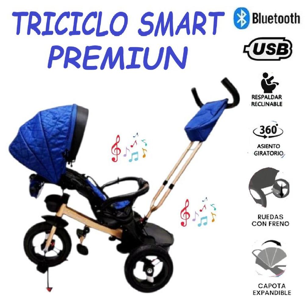 Triciclo Asiento Giratorio Bluetooth Smart Premiun -Azul