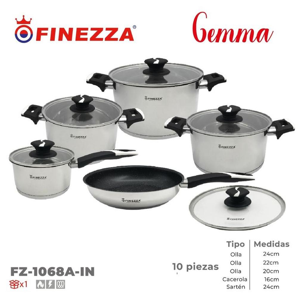 Juego de Ollas 10 PIezas Acero Inoxidable Gemma Fz-1086A-IN