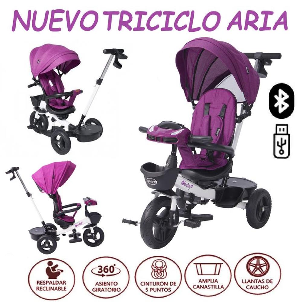 Nuevo Triciclo Giratorio Ebaby reclinable Aria -Morado