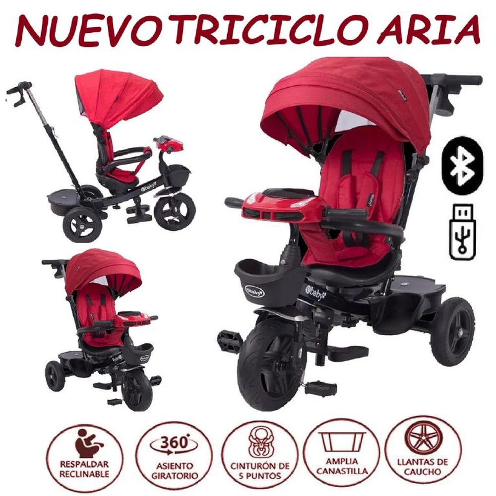 Nuevo Triciclo Giratorio Ebaby reclinable Aria -Rojo