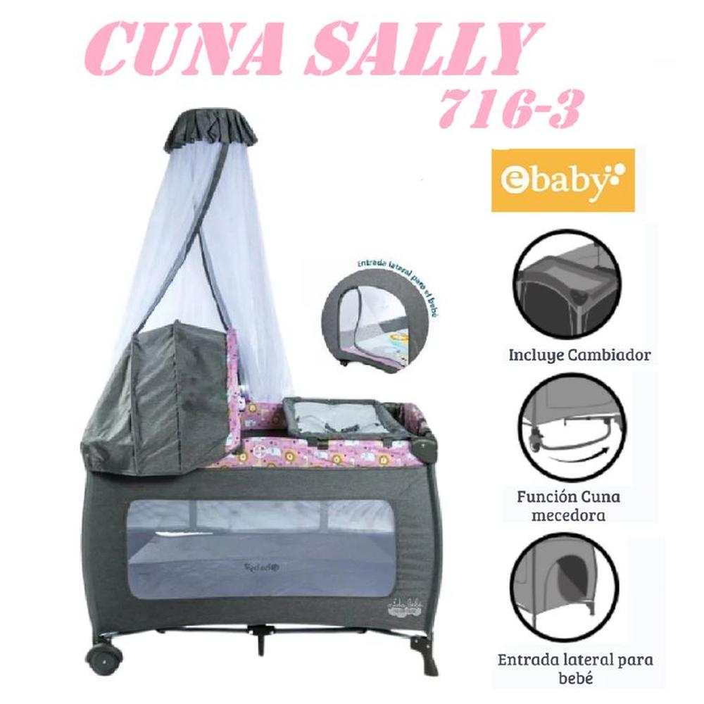 Nueva Cuna Corral Cambiador Ebaby Sally -Rosado