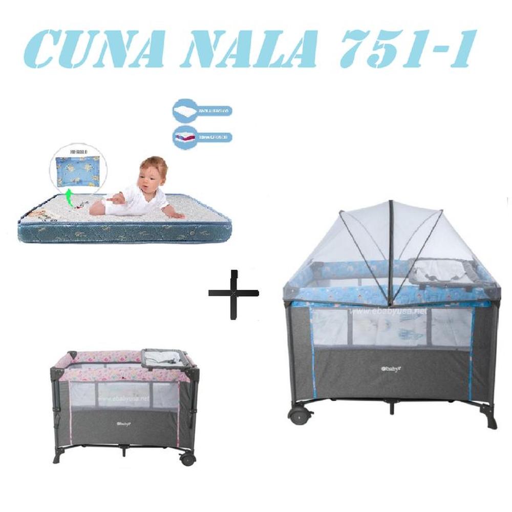Cuna Colecho Cambiador Nala Colchon Azul -Azul