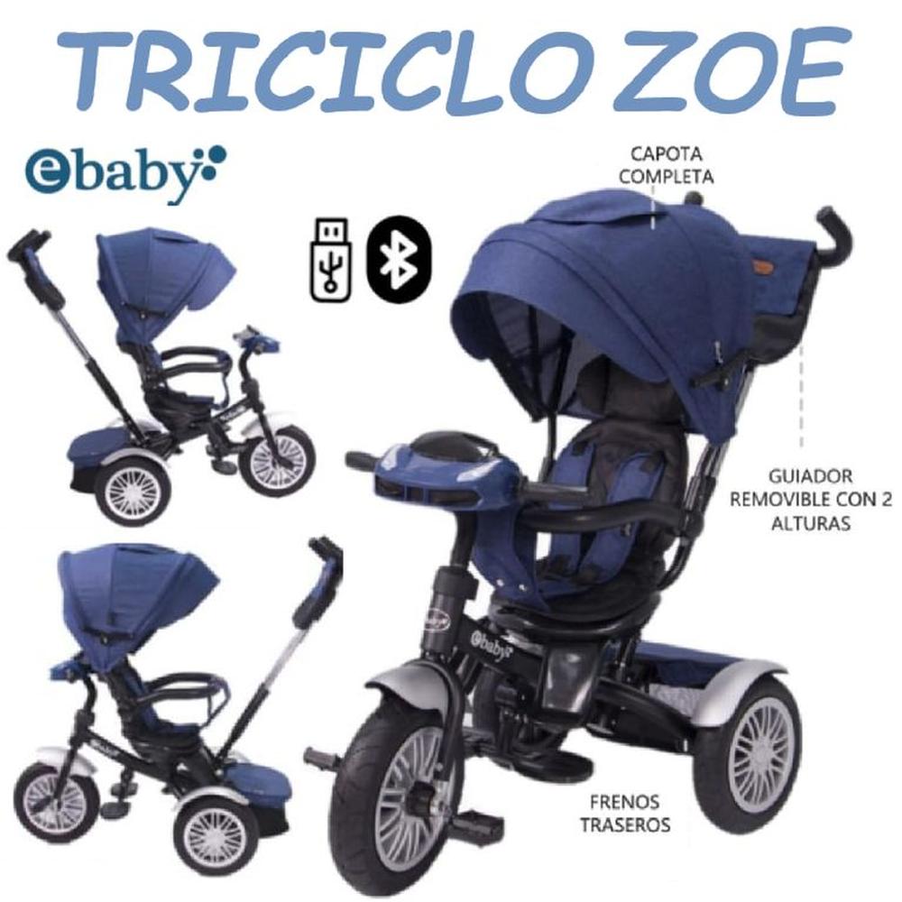 Nuevo Triciclo Guiador con Bluetooth Ebaby Zoe -Azul