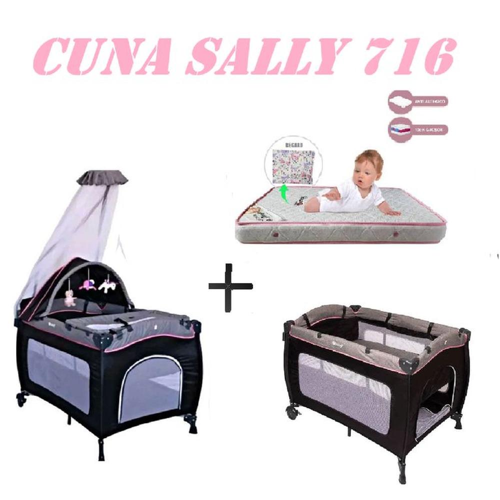 Nueva Cuna Corral Sally 716 Colchon Rosa-Rosa