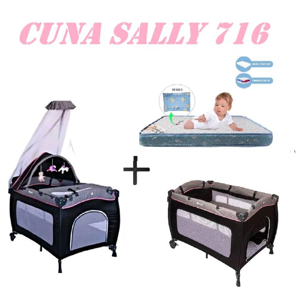 Nueva Cuna Corral Sally 716 Colchon Rosa-Azul