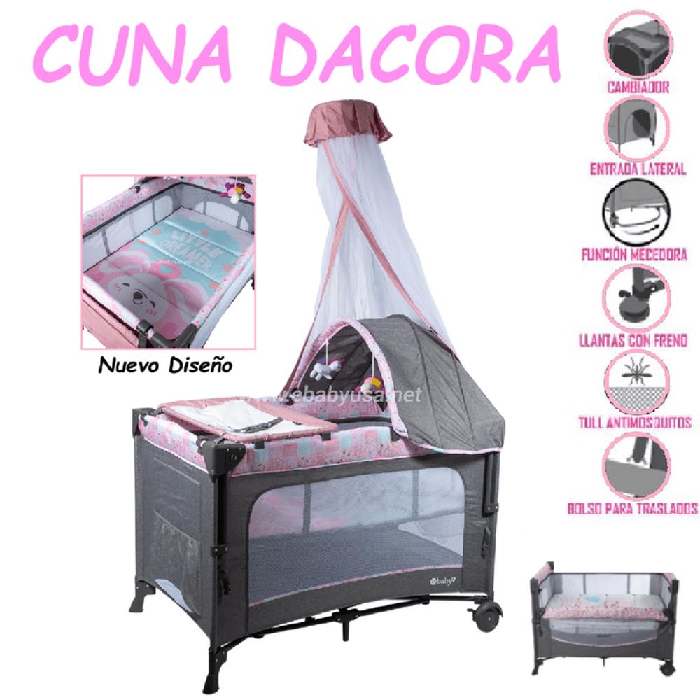 Nueva Cuna Corral Dacora Con Diseño Ebaby - Rosa
